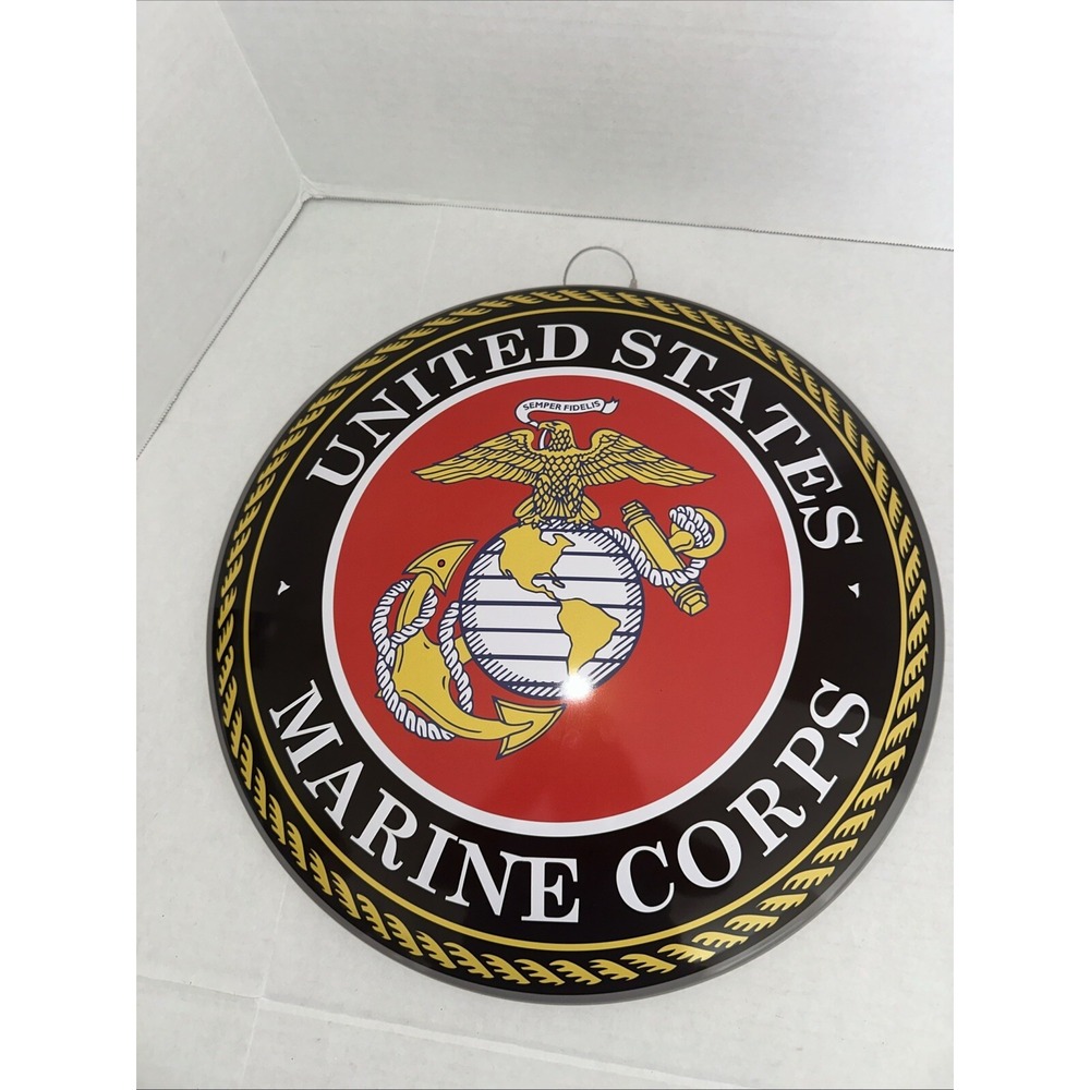 United States Marine Corps USMC Round Metal Domed Wall Sign MilitaryDecor 448508